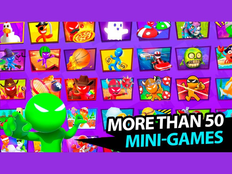 Tải Stickman Party Hack (Vô Hạn Tiền) v2.4.9.2 2 Sở Hữu Kho Tàng Mini-Game Đa Dạng Trong Stickman Party
