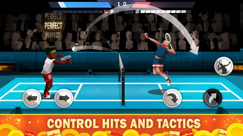 Gameplay Badminton League MOD APK khi phát cầu.