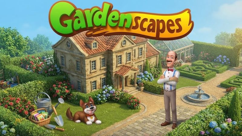 Hack Gardenscapes với khu vườn đang được khôi phục